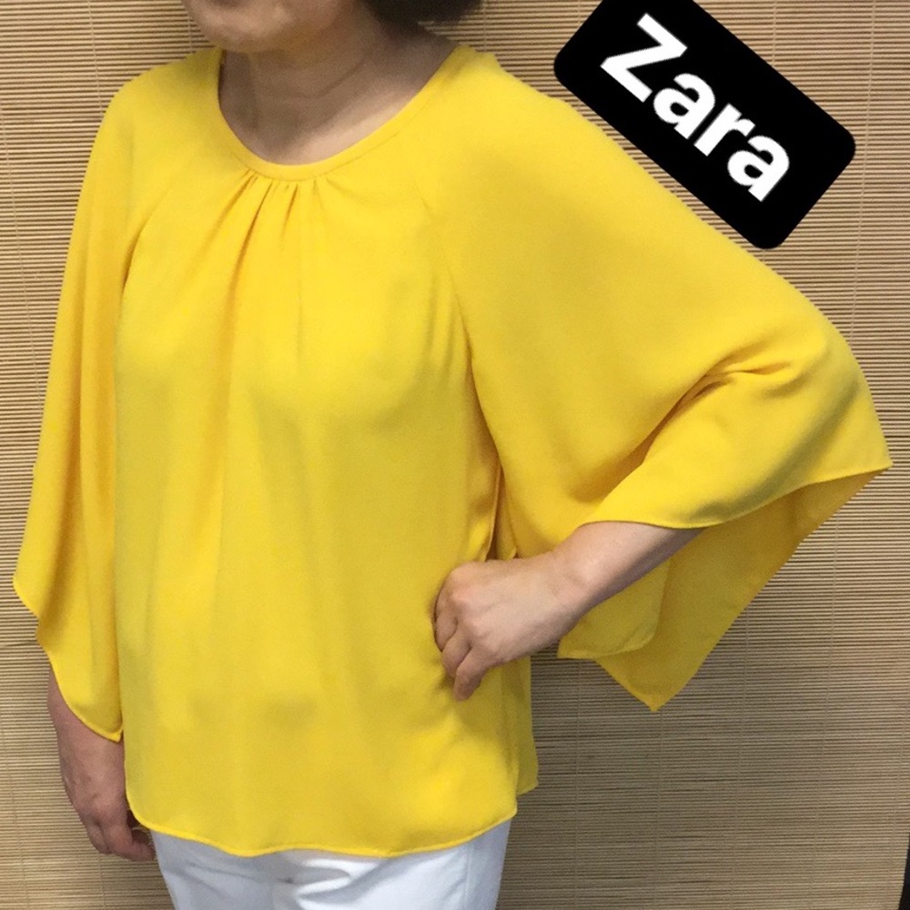 Zara Woman Yellow Blouse with Flowy Arms Size XS